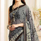 Grey Printed Georgette Saree With Lace Border