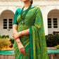 Green Printed Georgette Saree