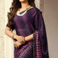 Violet Printed Art Silk Saree With Lace Border