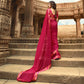 Pink Printed Georgette Saree With Lace Border