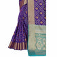 Violet Floral Woven Banarasi Silk Saree