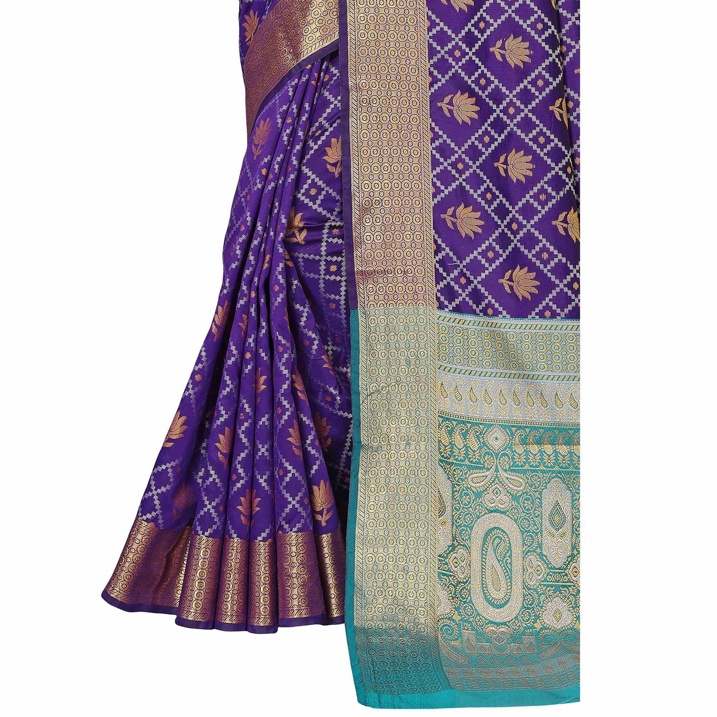 Violet Floral Woven Banarasi Silk Saree