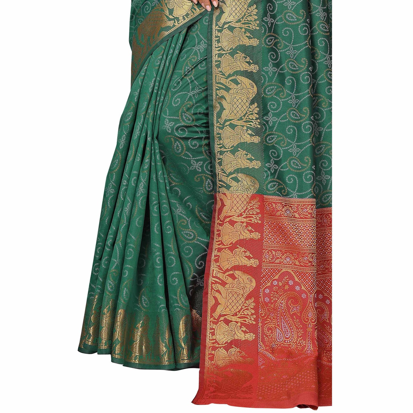 Green Woven Banarasi Silk Saree