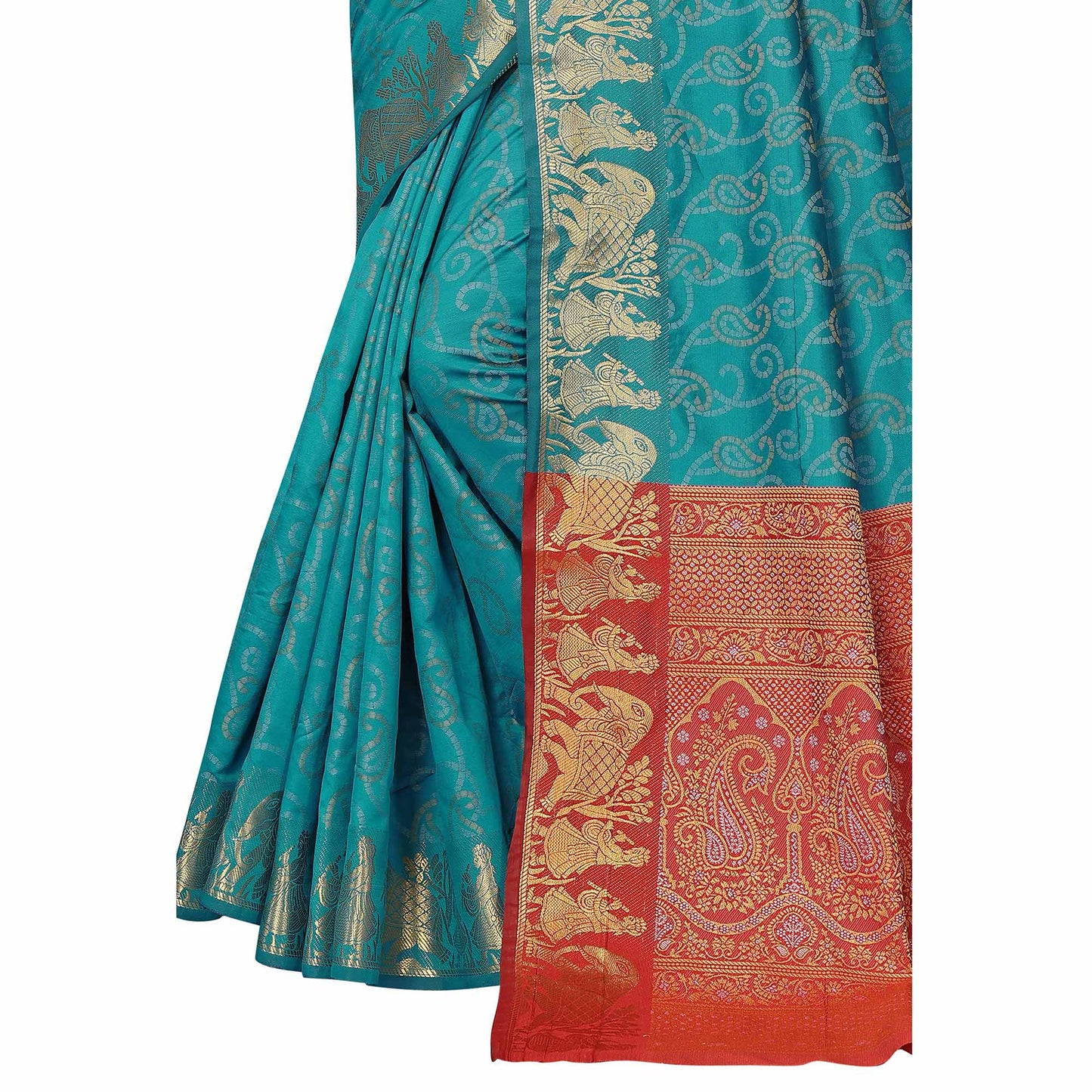 Rama Blue Woven Banarasi Silk Saree