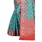 Rama Green Floral Woven Banarasi Silk Saree