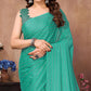 Turquoise Mukaish Work Silk Saree With Tassels