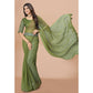 Green Striped Woven Art Silk Saree With Tassels