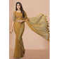 Mustard Striped Woven Art Silk Saree With Tassels