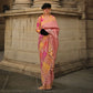 Peach Floral Woven Art Silk Saree With Tassels