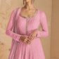 Pink Floral Embroidered Georgette Semi Stitched Anarkali Suit