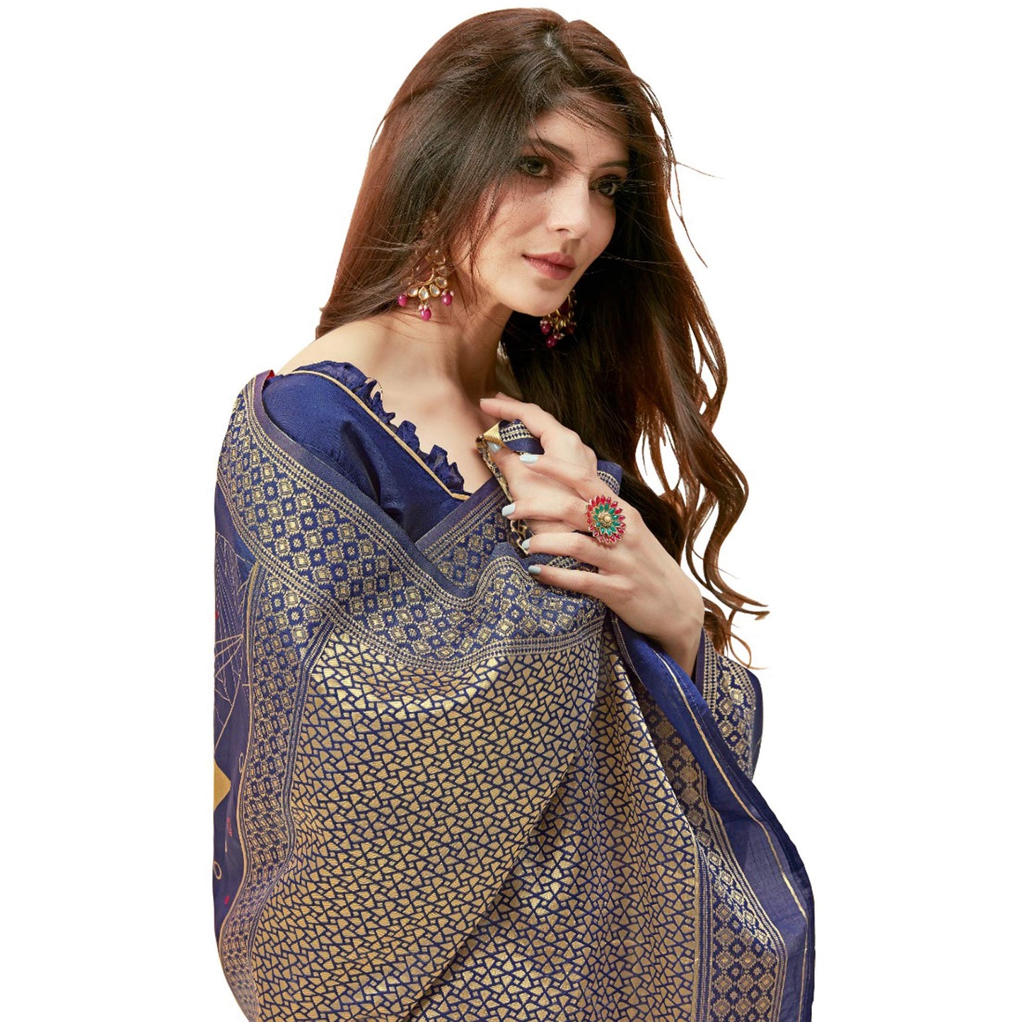 Blue Woven Banarasi Silk Saree