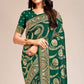 Dark Green Woven Banarasi Silk Saree With Tassels