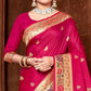 Pink Woven Paithani Banarasi Silk Saree With Tassels