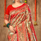 Red Floral Woven Banarasi Silk Saree