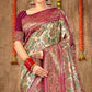 Purple Floral Woven Banarasi Silk Saree