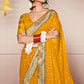 Mustard Foil Printed With Woven Border Georgette Saree