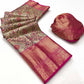 Wine & Pink Floral Woven Kanjivaram Silk Saree