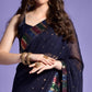 Navy Blue Sequins Embroidered Georgette Saree