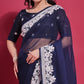 Navy Blue Embroidered Georgette Saree