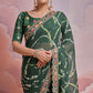 Green  Printed With Embroidered Border Georgette Saree