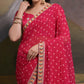 Pink Bandhej Printed Georgette Saree With Tassels