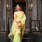 Very Much Indian VMI Exclusive Designer! Handloom Cotton Silk Saree With Broad Golden Border~ Lush Green