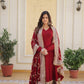 Maroon Embroidered Gown ensemble Limited Stock