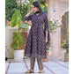 Purple Floral Printed Pure Cotton Anarkali Salwar Suit