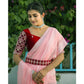 Light Gajari Pink Zari Woven Georgette Saree With Tassels