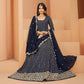 Blue Sequins Embroidered Georgette Semi Stitched Anarkali Suit