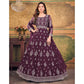 Purple Embroidered Net Semi Stitched Anarkali Suit