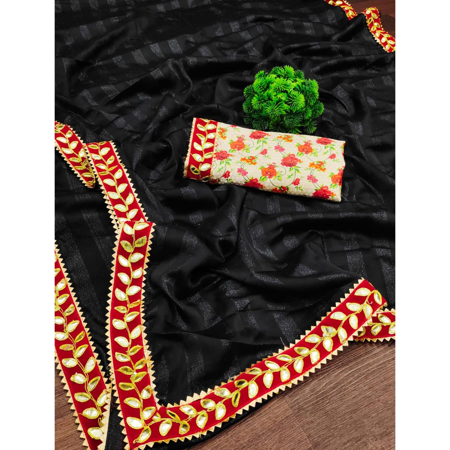 Black Woven Chiffon Saree