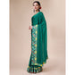 Rama Green Swarovski With Bandhani Printed Border Art Silk Saree