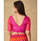 Magenta Geometric Printed Chiffon Saree