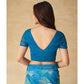 Rama Blue Geometric Printed Chiffon Saree