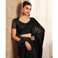 Black Sequins Embroidered Chiffon Silk Saree