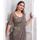 Grey Floral Sequins Embroidered Georgette Saree