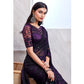 Purple & Black Floral Sequins Embroidered Georgette Saree