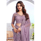 Lavender Floral Sequins Embroidered Georgette Saree