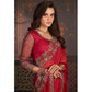 Red Embroidered Chiffon Saree