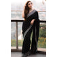 Black Embroidered Art Silk Saree