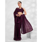 Purple Embroidered Chiffon Saree With Swaroski Work