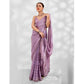 Light Purple Embroidered Swaroski Work Chiffon Saree