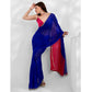 Blue & Pink Solid Georgette Designer Saree