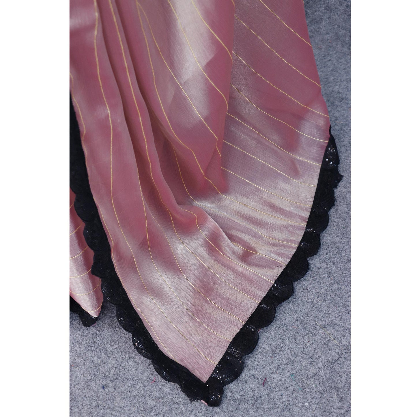 Pink Sequins Embroidered Chiffon Saree