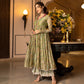 Mahendi Green Floral Digital Printed Chanderi Anarkali Style Suit