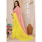 Yellow & Pink Ombre Printed Georgette Ruffle Saree