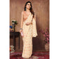 Light Peach Woven With Printed Ready To Wear Georgette Saree