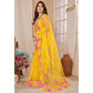 Yellow Embroidered Georgette Ruffle Saree