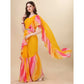 Yellow Printed Georgette Ruffle Saree